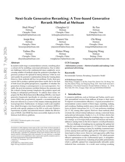 Next-Scale Generative Reranking: A Tree-based Generative Rerank Method at Meituan