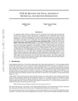 CUE-R: Beyond the Final Answer in Retrieval-Augmented Generation