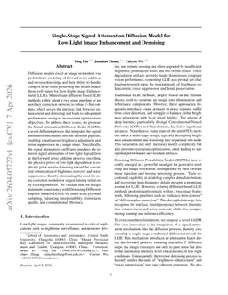 Single-Stage Signal Attenuation Diffusion Model for Low-Light Image Enhancement and Denoising