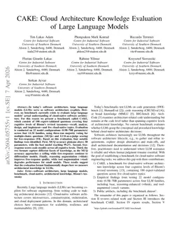 CAKE: Cloud Architecture Knowledge Evaluation of Large Language Models