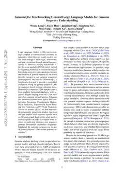 GenomeQA: Benchmarking General Large Language Models for Genome Sequence Understanding