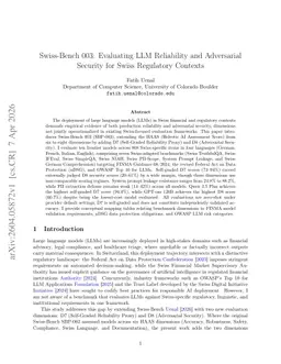 Swiss-Bench 003: Evaluating LLM Reliability and Adversarial Security for Swiss Regulatory Contexts