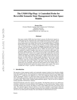 The UNDO Flip-Flop: A Controlled Probe for Reversible Semantic State Management in State Space Model