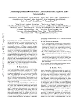 Generating Synthetic Doctor-Patient Conversations for Long-form Audio Summarization