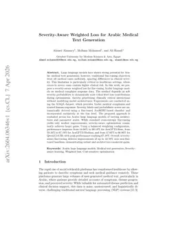 Severity-Aware Weighted Loss for Arabic Medical Text Generation