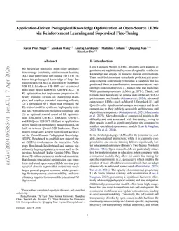 Application-Driven Pedagogical Knowledge Optimization of Open-Source LLMs via Reinforcement Learning and Supervised Fine-Tuning