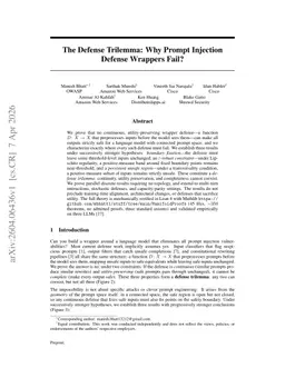The Defense Trilemma: Why Prompt Injection Defense Wrappers Fail?