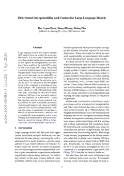 Distributed Interpretability and Control for Large Language Models