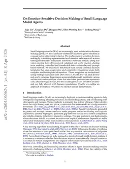 On Emotion-Sensitive Decision Making of Small Language Model Agents