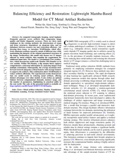 Balancing Efficiency and Restoration: Lightweight Mamba-Based Model for CT Metal Artifact Reduction