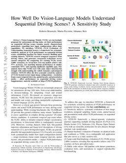 How Well Do Vision-Language Models Understand Sequential Driving Scenes? A Sensitivity Study