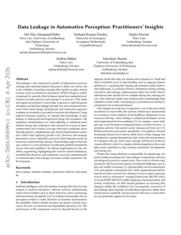 Data Leakage in Automotive Perception: Practitioners' Insights