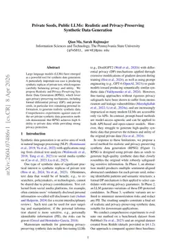 Private Seeds, Public LLMs: Realistic and Privacy-Preserving Synthetic Data Generation