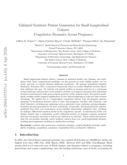 Validated Synthetic Patient Generation for Small Longitudinal Cohorts: Coagulation Dynamics Across Pregnancy