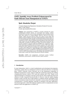 SAFE: Spatially-Aware Feedback Enhancement for Fault-Tolerant Trust Management in VANETs
