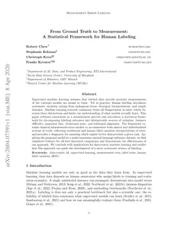 From Ground Truth to Measurement: A Statistical Framework for Human Labeling