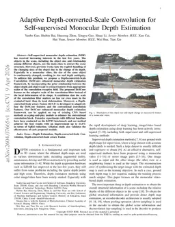 Adaptive Depth-converted-Scale Convolution for Self-supervised Monocular Depth Estimation