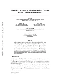 CausalVAE as a Plug-in for World Models: Towards Reliable Counterfactual Dynamics