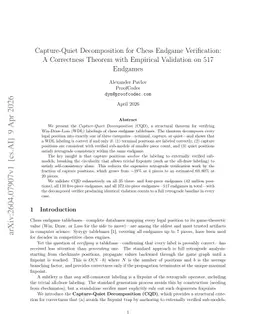 Capture-Quiet Decomposition: A Verification Theorem for Chess Endgame Tablebases