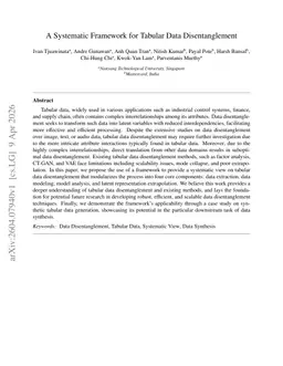 A Systematic Framework for Tabular Data Disentanglement
