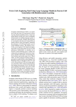 TOOLCAD: Exploring Tool-Using Large Language Models in Text-to-CAD Generation with Reinforcement Learning