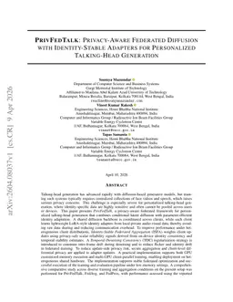 PrivFedTalk: Privacy-Aware Federated Diffusion with Identity-Stable Adapters for Personalized Talking-Head Generation