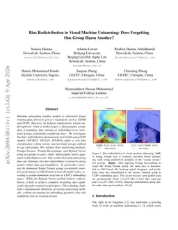 Bias Redistribution in Visual Machine Unlearning: Does Forgetting One Group Harm Another?