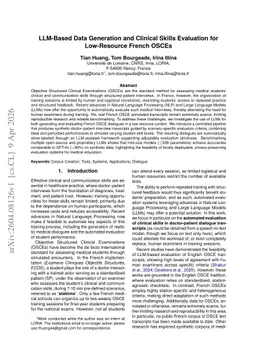 LLM-Based Data Generation and Clinical Skills Evaluation for Low-Resource French OSCEs
