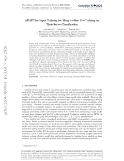 ADAPTive Input Training for Many-to-One Pre-Training on Time-Series Classification