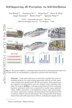 Self-Improving 4D Perception via Self-Distillation