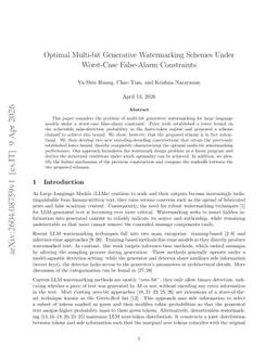 Optimal Multi-bit Generative Watermarking Schemes Under Worst-Case False-Alarm Constraints