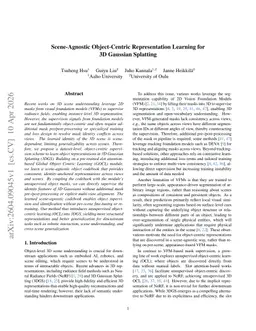 Scene-Agnostic Object-Centric Representation Learning for 3D Gaussian Splatting