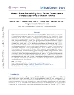 Nexus: Same Pretraining Loss, Better Downstream Generalization via Common Minima