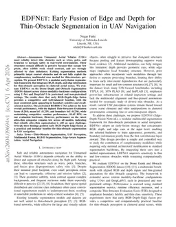 EDFNet: Early Fusion of Edge and Depth for Thin-Obstacle Segmentation in UAV Navigation