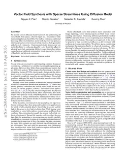 Vector Field Synthesis with Sparse Streamlines Using Diffusion Model