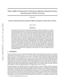 Topo-ADV: Generating Topology-Driven Imperceptible Adversarial Point Clouds
