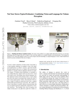 Not Your Stereo-Typical Estimator: Combining Vision and Language for Volume Perception