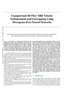 Unsupervised 4D Flow MRI Velocity Enhancement and Unwrapping Using Divergence-Free Neural Networks