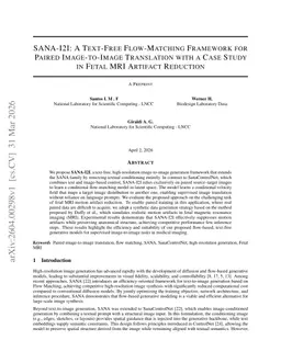SANA I2I: A Text Free Flow Matching Framework for Paired Image to Image Translation with a Case Study in Fetal MRI Artifact Reduction