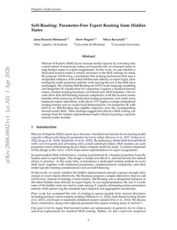 Self-Routing: Parameter-Free Expert Routing from Hidden States