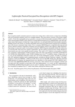 Lightweight, Practical Encrypted Face Recognition with GPU Support