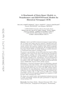 A Benchmark of State-Space Models vs. Transformers and BiLSTM-based Models for Historical Newspaper OCR
