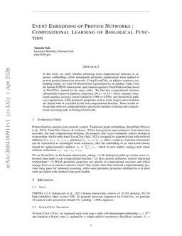 Event Embedding of Protein Networks : Compositional Learning of Biological Function