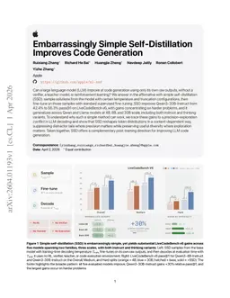 Embarrassingly Simple Self-Distillation Improves Code Generation
