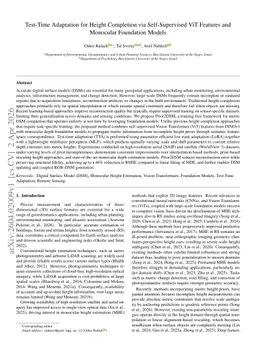 Test-Time Adaptation for Height Completion via Self-Supervised ViT Features and Monocular Foundation Models