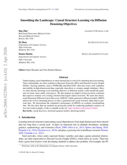Smoothing the Landscape: Causal Structure Learning via Diffusion Denoising Objectives