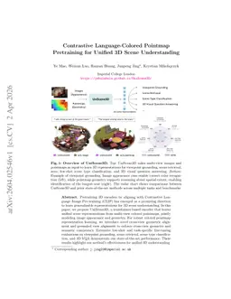Contrastive Language-Colored Pointmap Pretraining for Unified 3D Scene Understanding