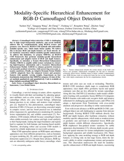 Modality-Specific Hierarchical Enhancement for RGB-D Camouflaged Object Detection