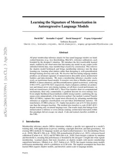 Learning the Signature of Memorization in Autoregressive Language Models