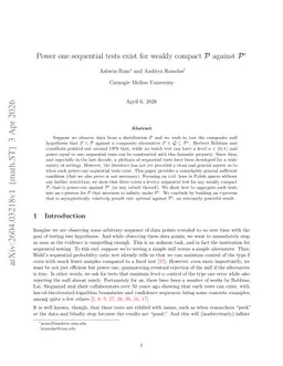 Power one sequential tests exist for weakly compact $\mathscr P$ against $\mathscr P^c$